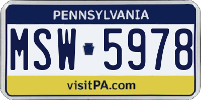 PA license plate MSW5978