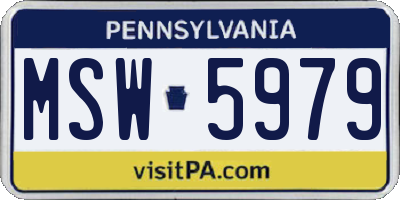 PA license plate MSW5979
