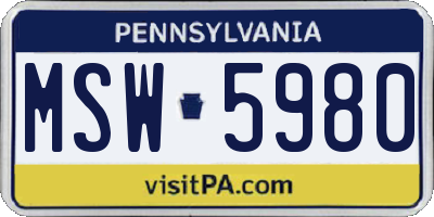 PA license plate MSW5980