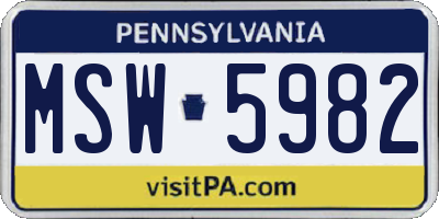 PA license plate MSW5982