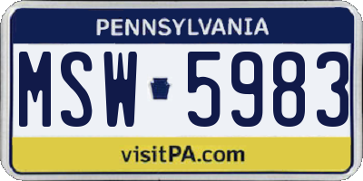 PA license plate MSW5983