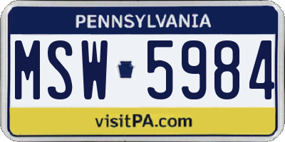 PA license plate MSW5984