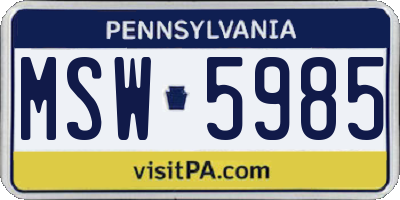 PA license plate MSW5985