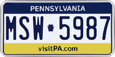 PA license plate MSW5987