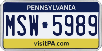 PA license plate MSW5989