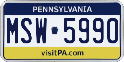 PA license plate MSW5990