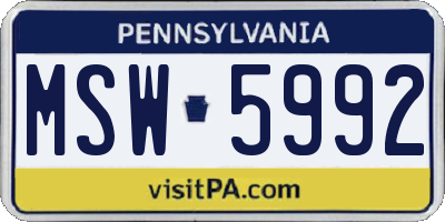 PA license plate MSW5992