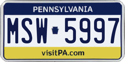 PA license plate MSW5997