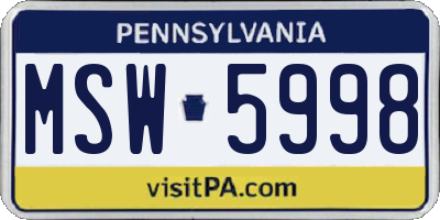 PA license plate MSW5998