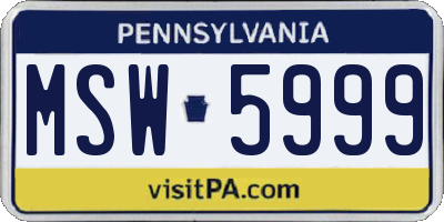 PA license plate MSW5999