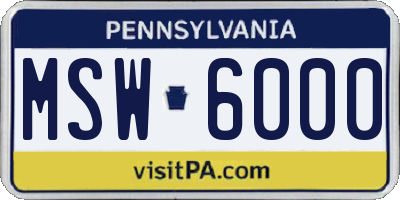 PA license plate MSW6000