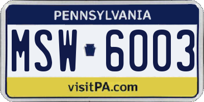 PA license plate MSW6003