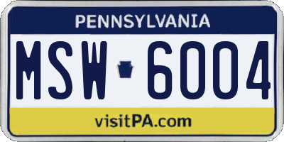 PA license plate MSW6004