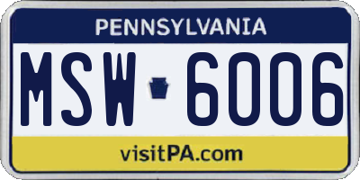 PA license plate MSW6006
