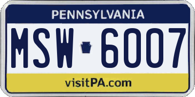 PA license plate MSW6007
