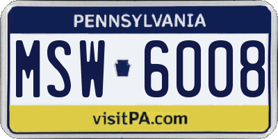 PA license plate MSW6008