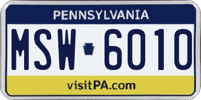 PA license plate MSW6010