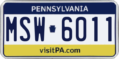PA license plate MSW6011
