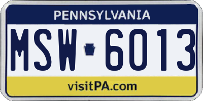 PA license plate MSW6013