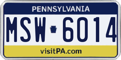 PA license plate MSW6014