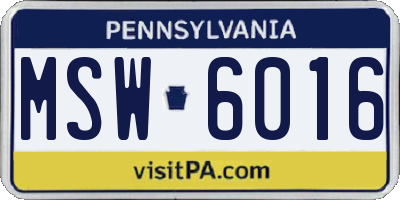 PA license plate MSW6016