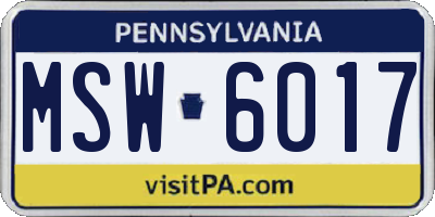 PA license plate MSW6017