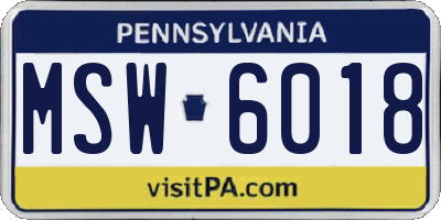 PA license plate MSW6018