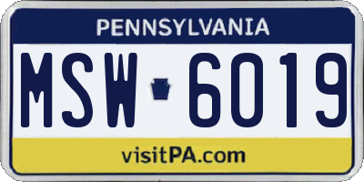 PA license plate MSW6019