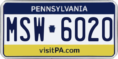 PA license plate MSW6020