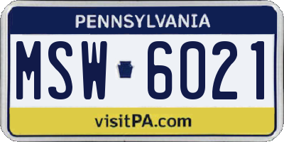 PA license plate MSW6021