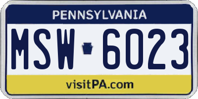 PA license plate MSW6023