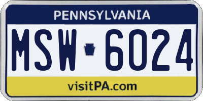 PA license plate MSW6024