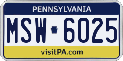 PA license plate MSW6025