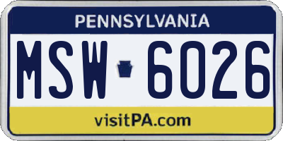 PA license plate MSW6026