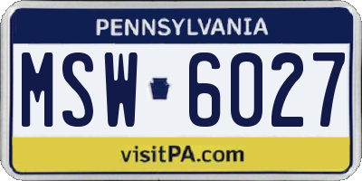 PA license plate MSW6027