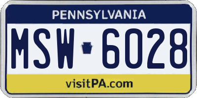 PA license plate MSW6028