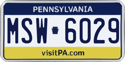 PA license plate MSW6029