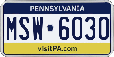 PA license plate MSW6030