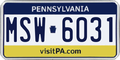 PA license plate MSW6031