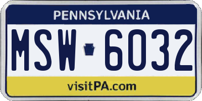 PA license plate MSW6032