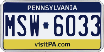 PA license plate MSW6033