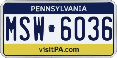 PA license plate MSW6036