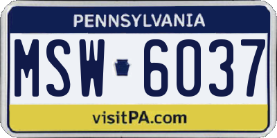 PA license plate MSW6037