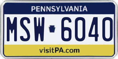 PA license plate MSW6040