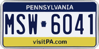 PA license plate MSW6041