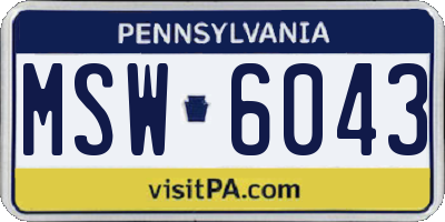 PA license plate MSW6043