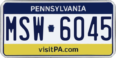 PA license plate MSW6045
