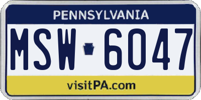 PA license plate MSW6047