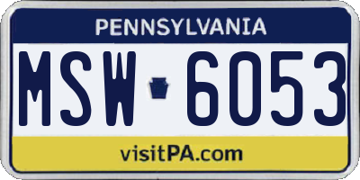 PA license plate MSW6053