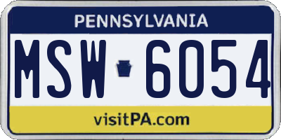 PA license plate MSW6054